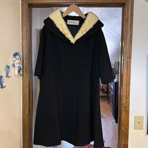 Vintage Lilli Ann Black Wool Swing Coat
